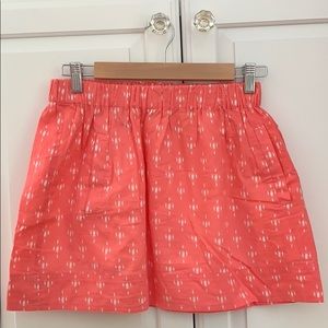 J. Crew coral and white mini skirt small
